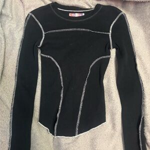 Urban Outfitters Black Long Sleeve with White Stitching